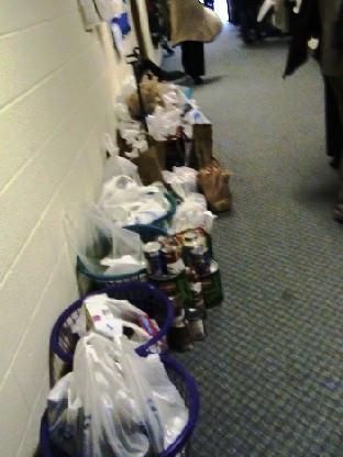In lieu of gifts guest brought canned and boxed food for CCM